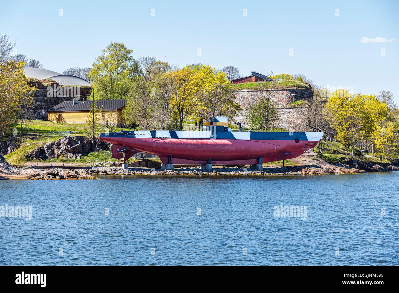 The Finnish submarine Vesikko launched in 1933 - now a museum on the island of Suomenlinna off Helsinki, Finland Stock Photo