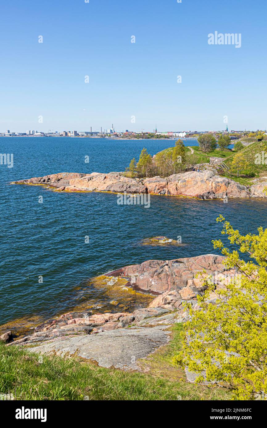 A quiet bay on the west coast of the island of Suomenlinna off Helsinki, Finland Stock Photo