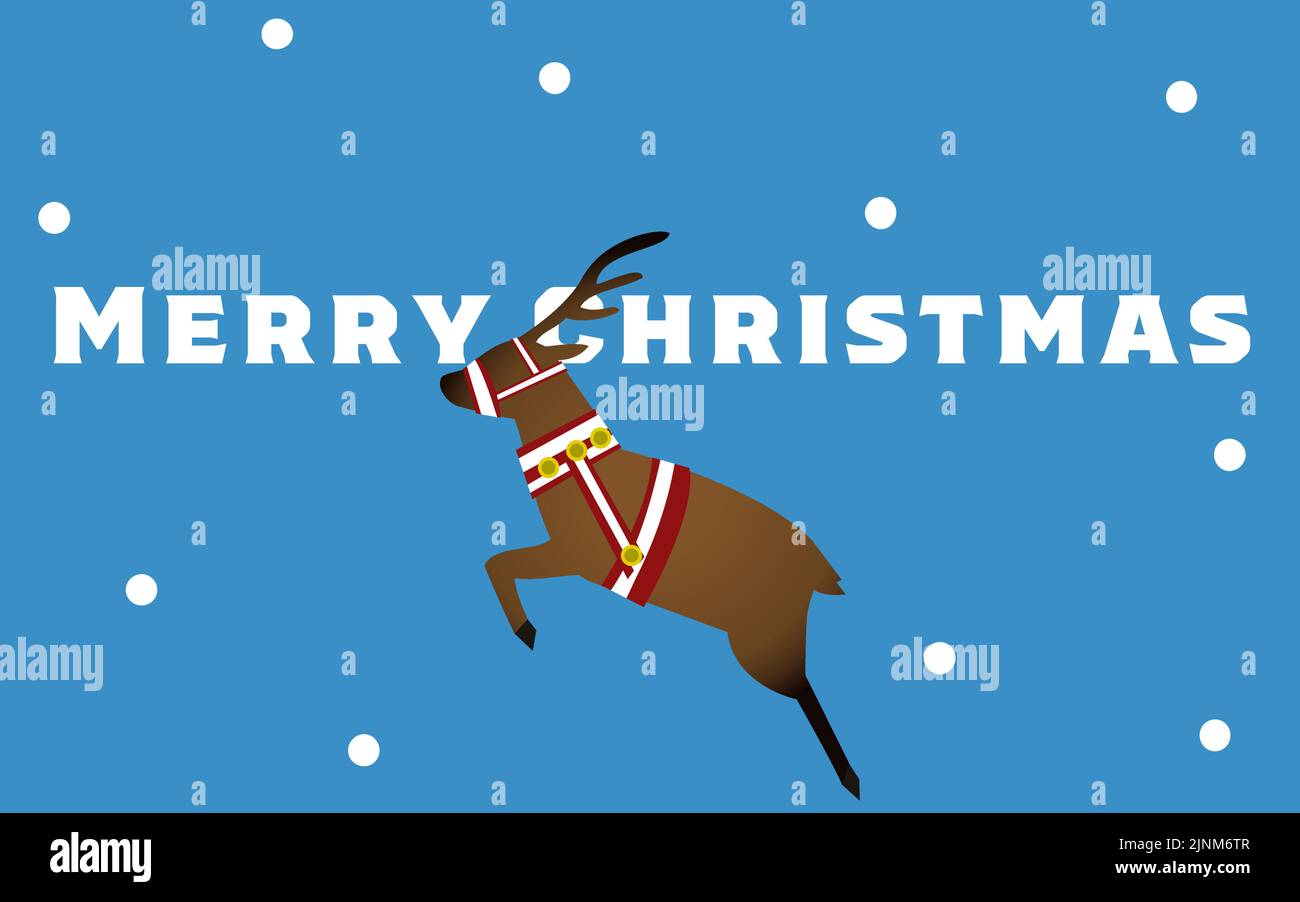Christmas card with running reindeer Stock Vector Image & Art Alamy