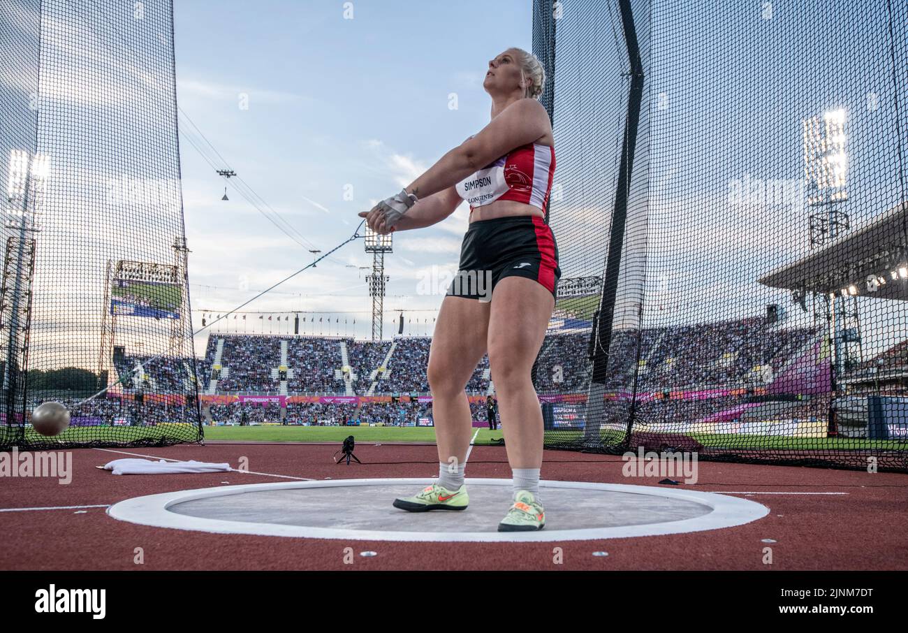 Amber Simpson of Wales competing in the women’s hammer final at the