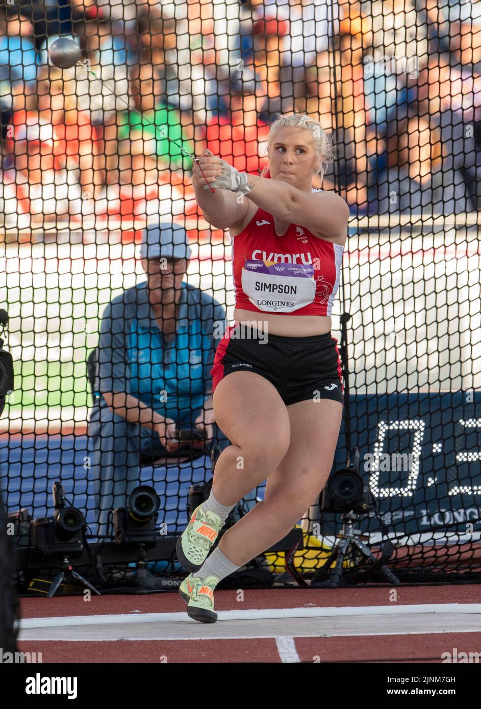 Amber Simpson of Wales competing in the women’s hammer final at the