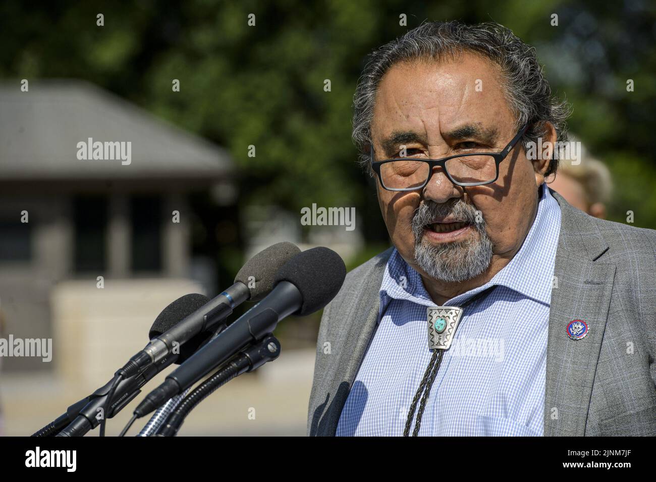 Washington DC, USA. 12th Aug, 2022. Chair Emeriti of the House Progressive Caucus Raul Grijalva, D-AZ, speaks during a press conference with other members on the Inflation Reduction Act ahead of the vote at the U.S. Capitol in Washington, DC on Friday, August 12, 2022. Photo by Bonnie Cash/UPI Credit: UPI/Alamy Live News Stock Photo