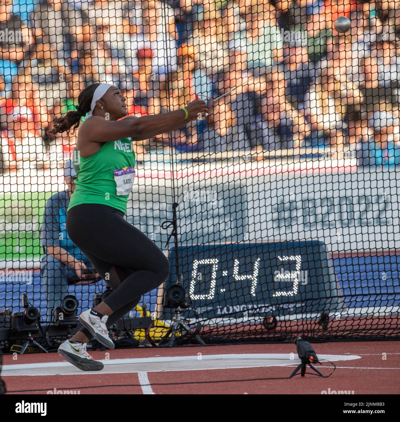 Oyesade Olatoye of Nigeria competing in the women’s hammer final at the