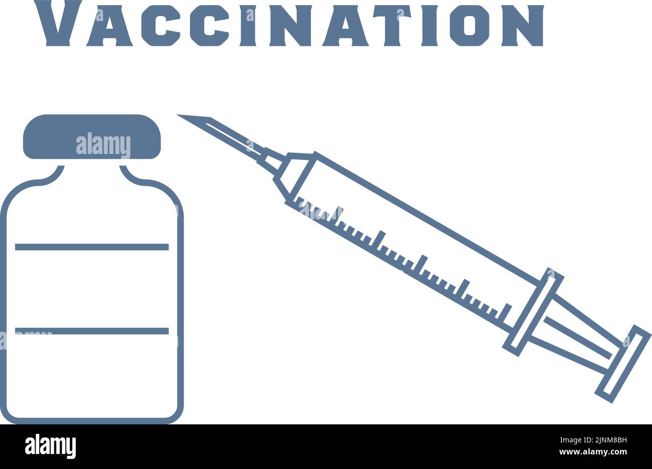 Illustration of vaccination syringe and vial Translation Vaccination