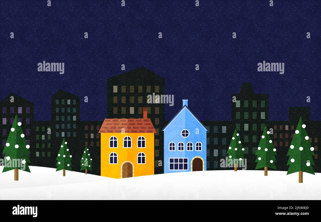 Colorful houses and snow scene Stock Vector Image & Art - Alamy
