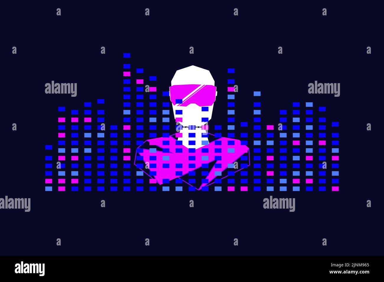 Abstract musical equalizer wuth cyberman Stock Vector
