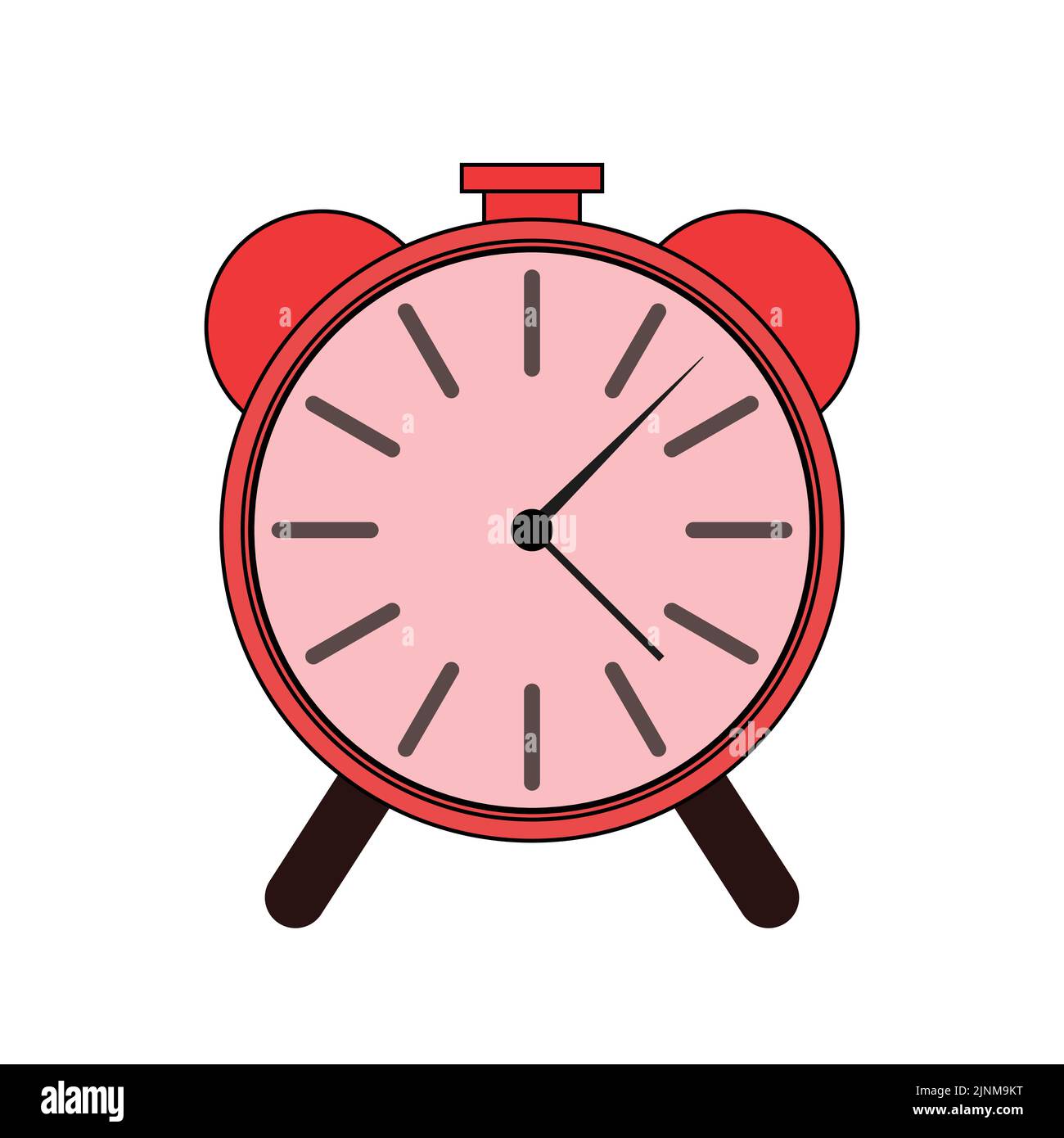 Clock alarm timer wake up red flat design icon - vector illustration Stock Vector