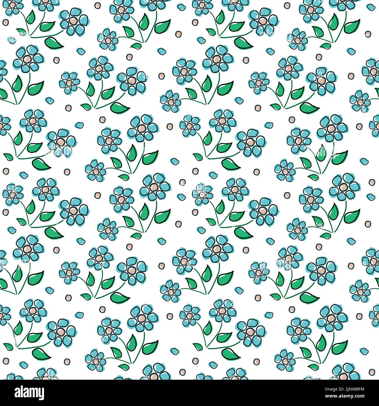 Fabric with blue flowers on a white background. Floral design. Seamless ...