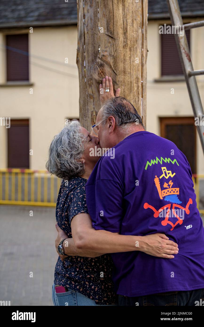 Haro festival in Les where people put their wishes in the trunk of the Haro so that they are burned on the night of Sant Joan (Aran Valley, Lleida) Stock Photo
