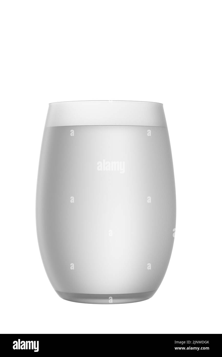 Large rounded glass cup filled with water. isolated on white background