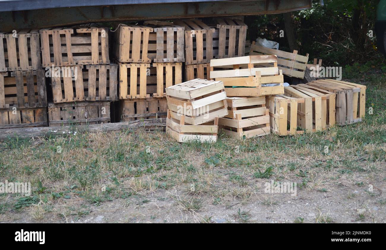 Vintage wooden crates for storing fruits stock photo alamy