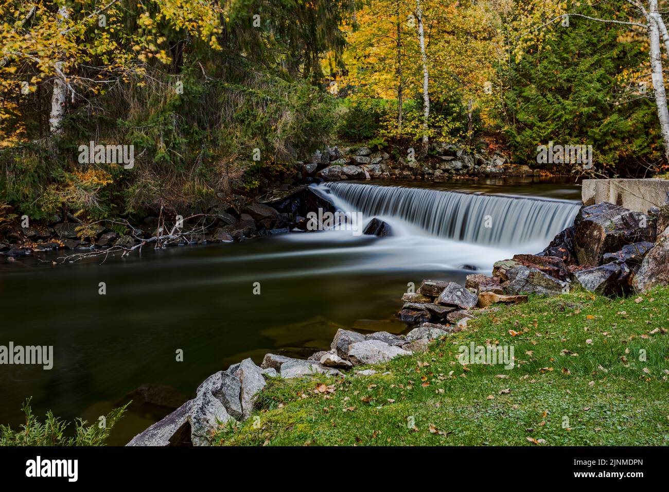 This is a short time-exposure of a waterfall upstream from Hatchery Falls in Ontario, Canada. Stock Photo
