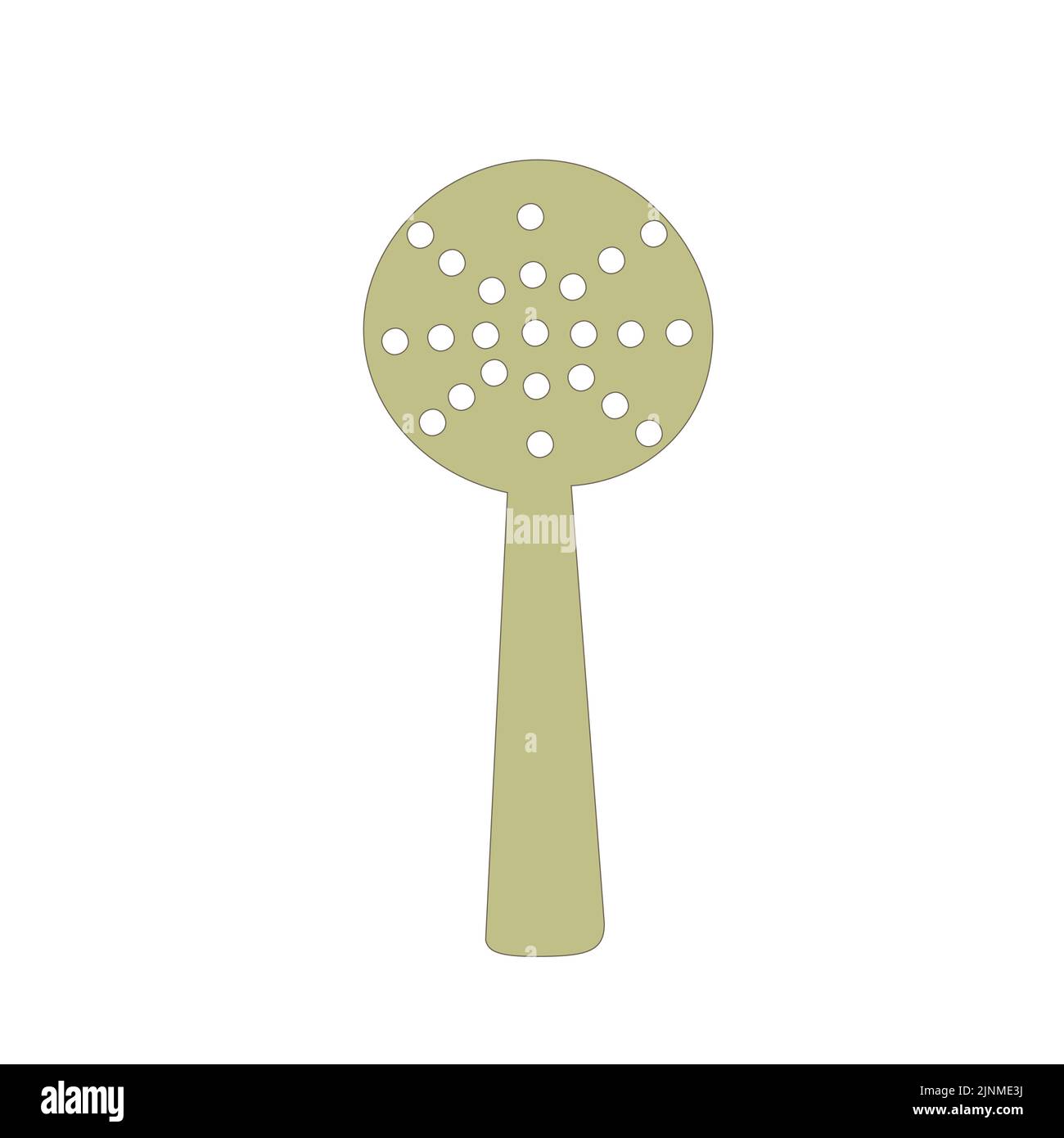 Brown spoon with holes for cooking on a white isolated background Stock