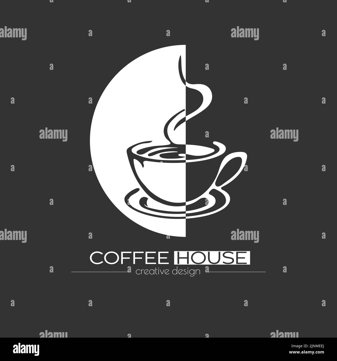 A cup of hot invigorating coffee or tea. An illustration template for a menu, logo, sticker, brand or label. Icon for websites and applications. Flat Stock Vector