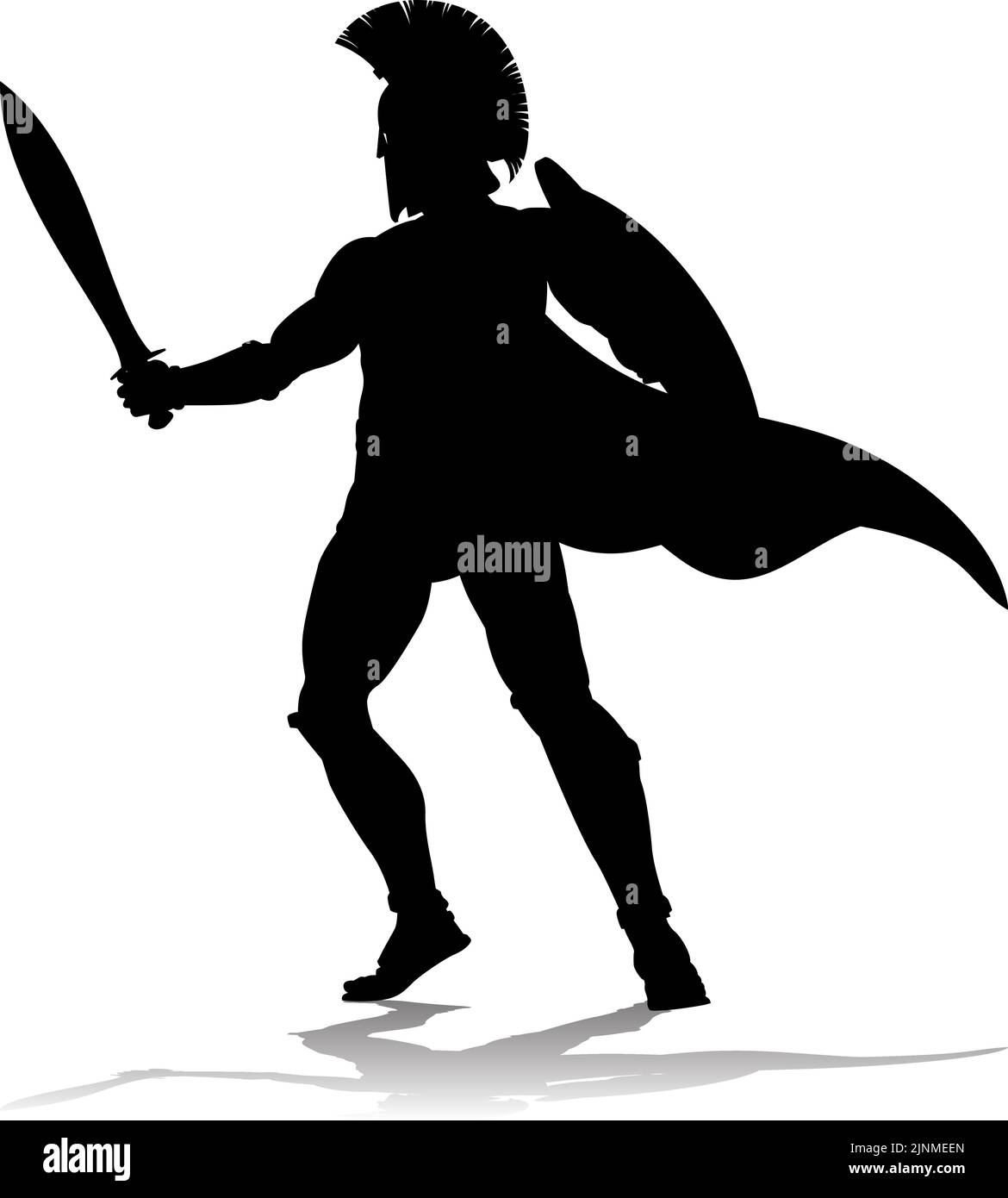 Spartan Silhouette Gladiator Trojan Greek Warrior Stock Vector