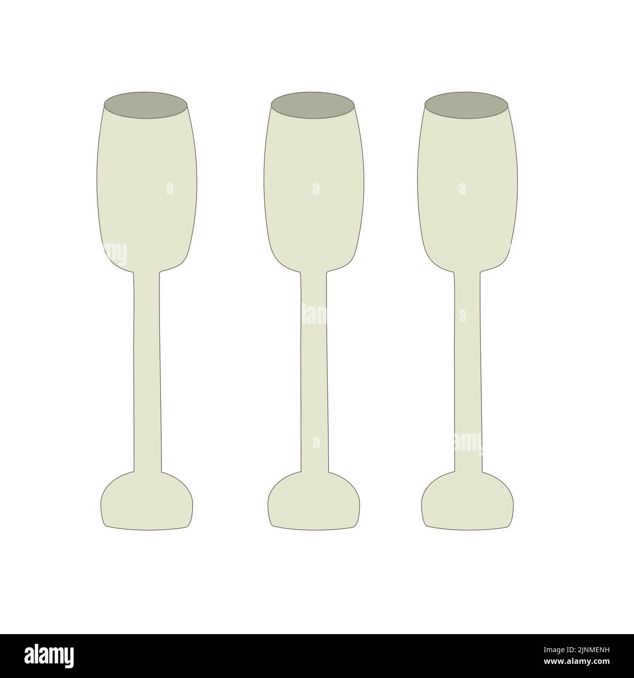 Set of wine glasses for the holiday on a white isolated background