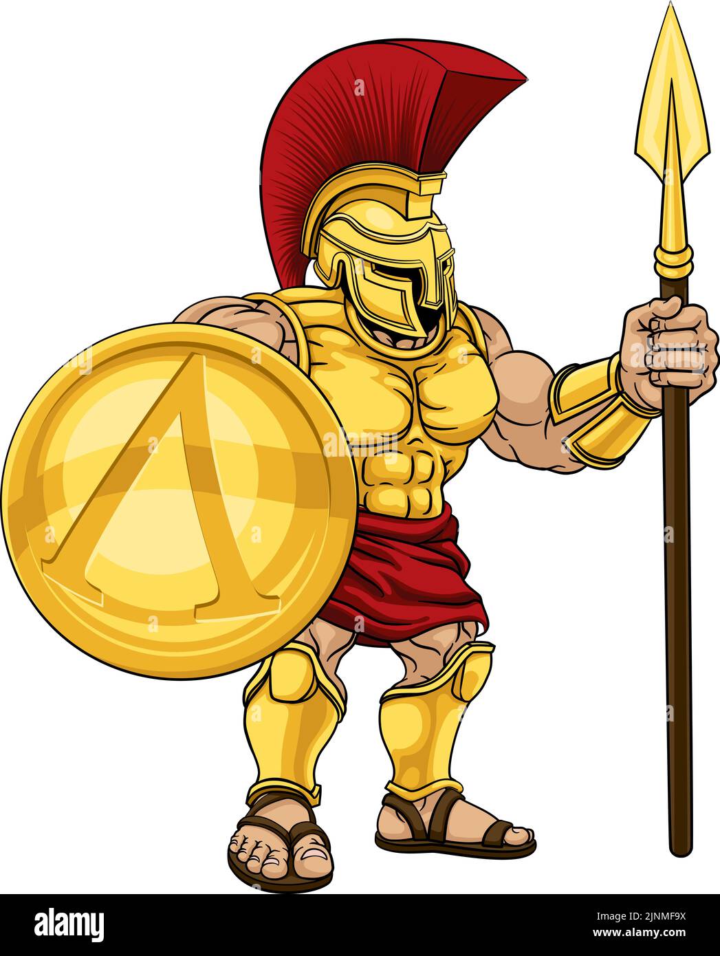Spartan Warrior Roman Gladiator or Trojan Cartoon Stock Vector
