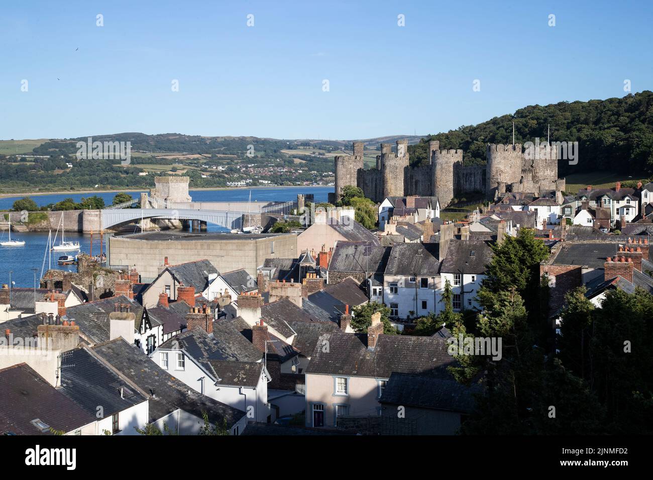 Conwy Castle and the walled town of Conwy (Aberconwy) Wales built in 1283 by Edward 1st and a Medieval fortress in an excellent state of preservation Stock Photo