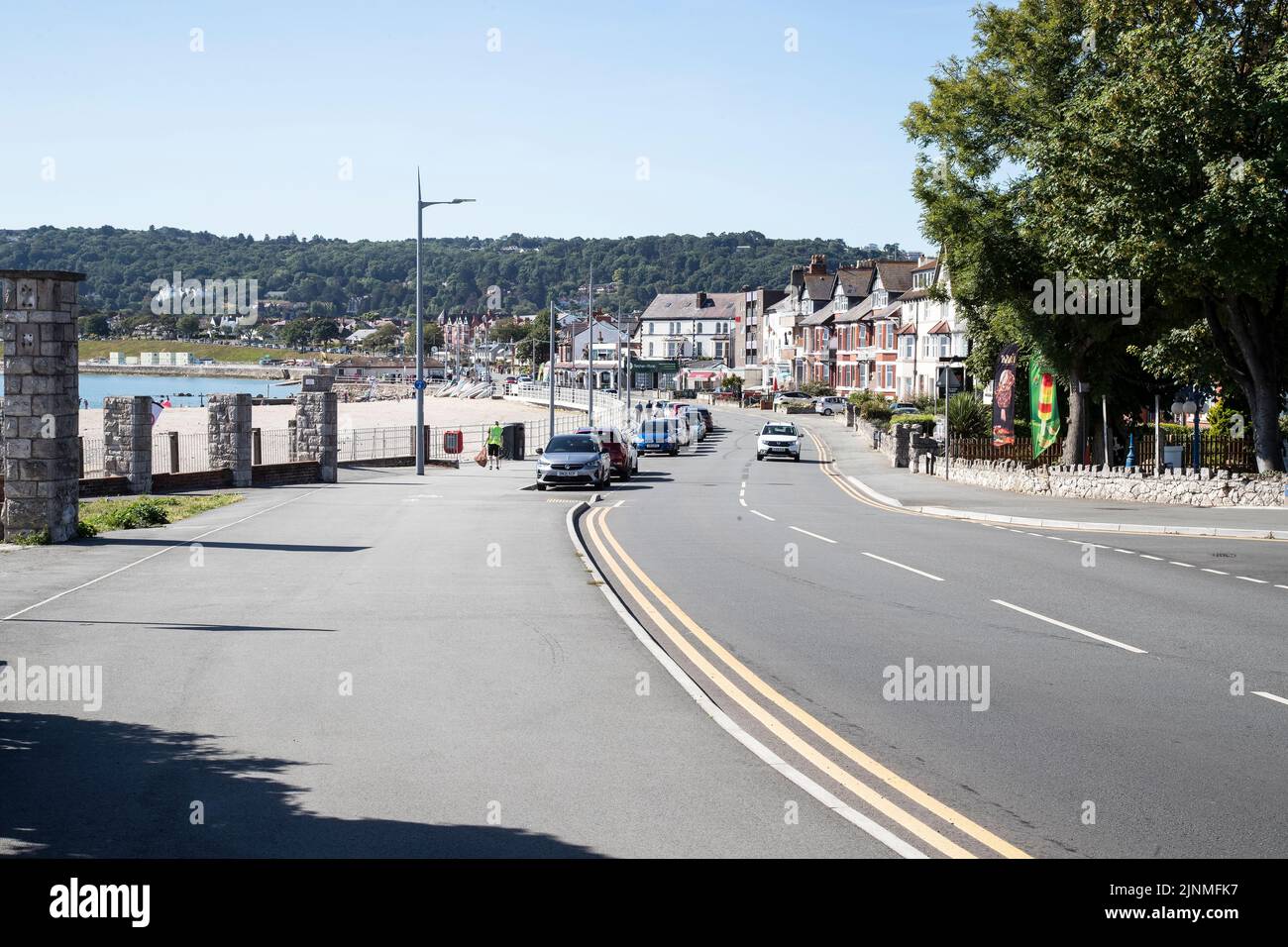 Rhos on Sea Tourist resort from Rhos Point in North Wales with hotels, apartments, accommodation and sandy beaches, harbour and shops, Wales, U.K. Stock Photo