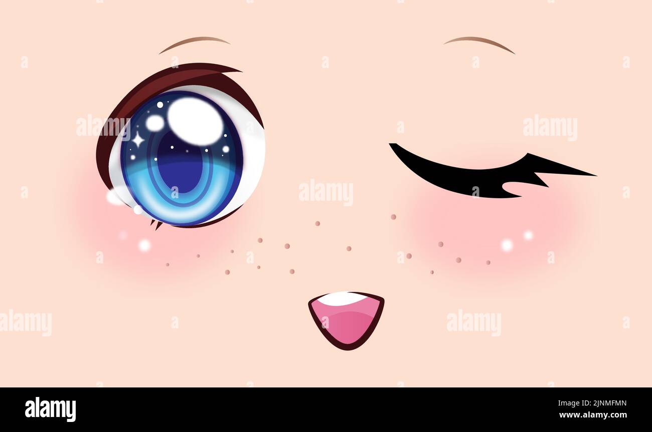 Happy anime face manga style closed eyes Vector Image