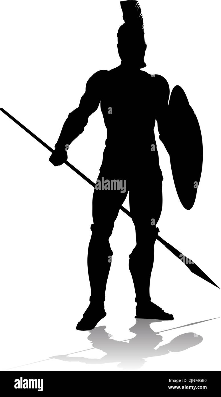 Spartan Silhouette Gladiator Trojan Greek Warrior Stock Vector
