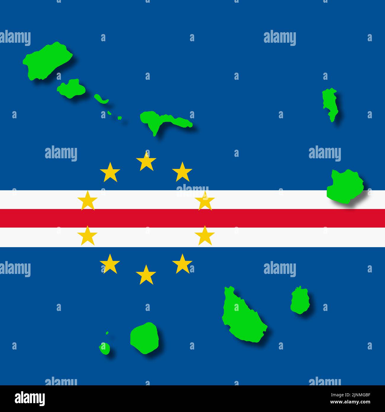 Cape Verde Islands Flag Map On Background 3d Illustration With Clipping 