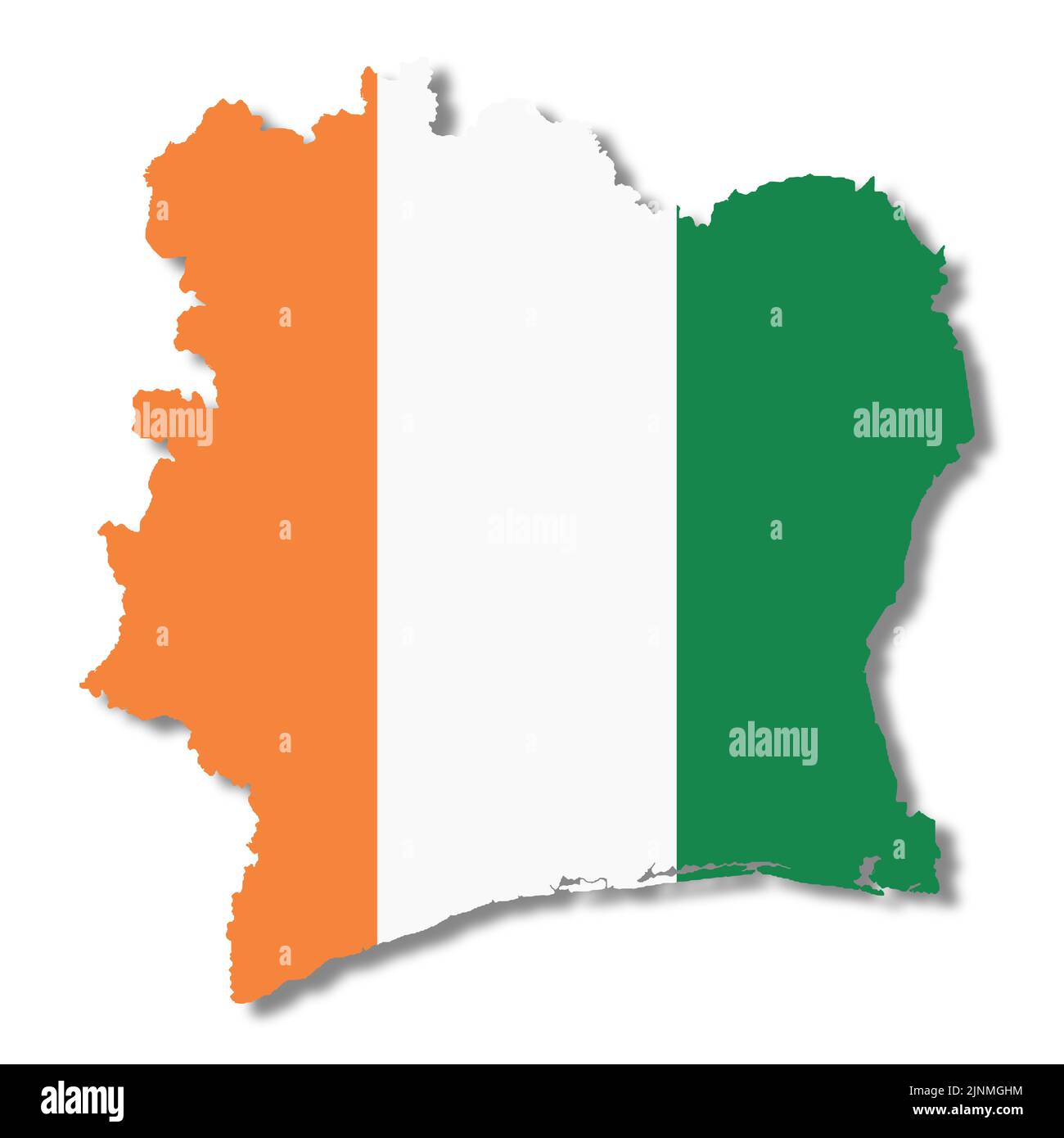 Ivory Coast flag map 3d illustration with clipping path Cote dIvoire Stock Photo