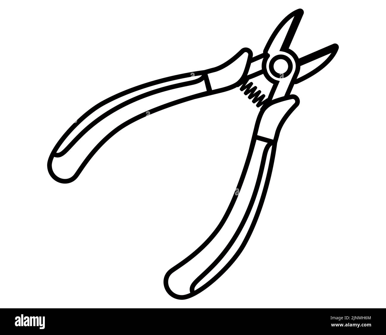 black linear icon construction cable cutting pliers. flat vector