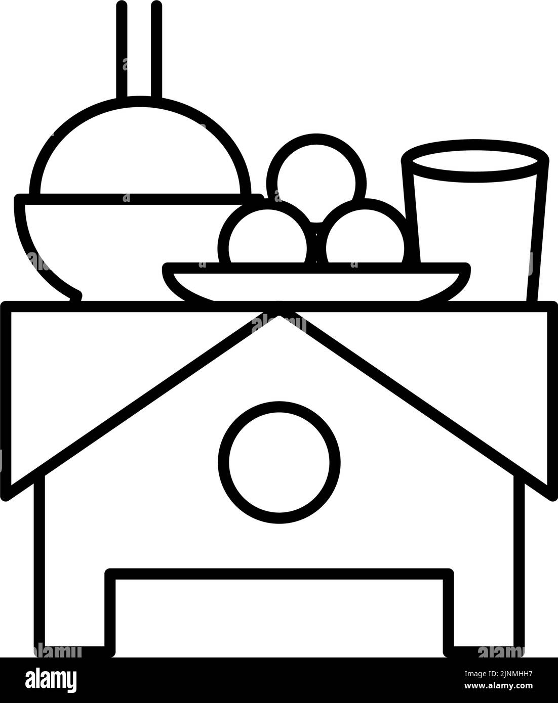 Black and white funeral icon, rice Stock Vector