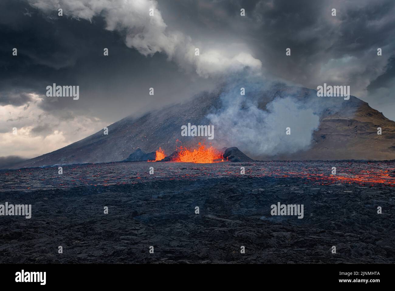 Vulkanausbruch in Island Stock Photo