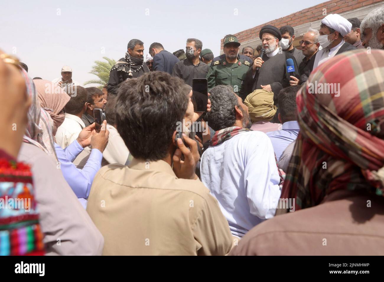 August 12, 2022, Jazmoorian village, Kerman, Iran: A handout picture provided by the Iranian presidency shows Iran's President EBRAHIM RAISI during a visit to Jazmoorian village in Kerman province, south of Iran, on Aug 12, 2022. (Credit Image: © Iranian Presidency via ZUMA Press Wire) Credit: ZUMA Press, Inc./Alamy Live News Stock Photo