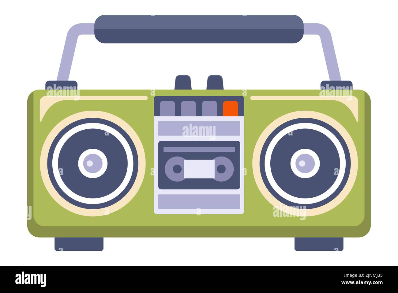 tape recorder 80s plays music. flat vector illustration. Stock Vector