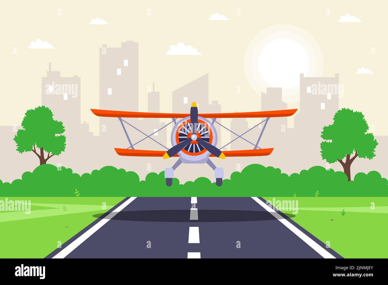 runway for landing light aircraft. flat vector illustration Stock ...