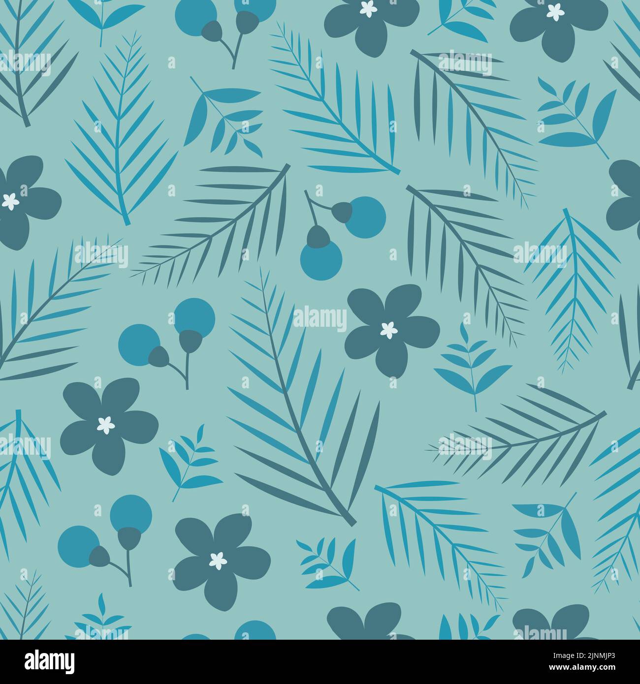 seamless pattern cartoon flowers and leaves. spring wallpaper for gift wrapping  paper, scarf, fabric print Stock Vector