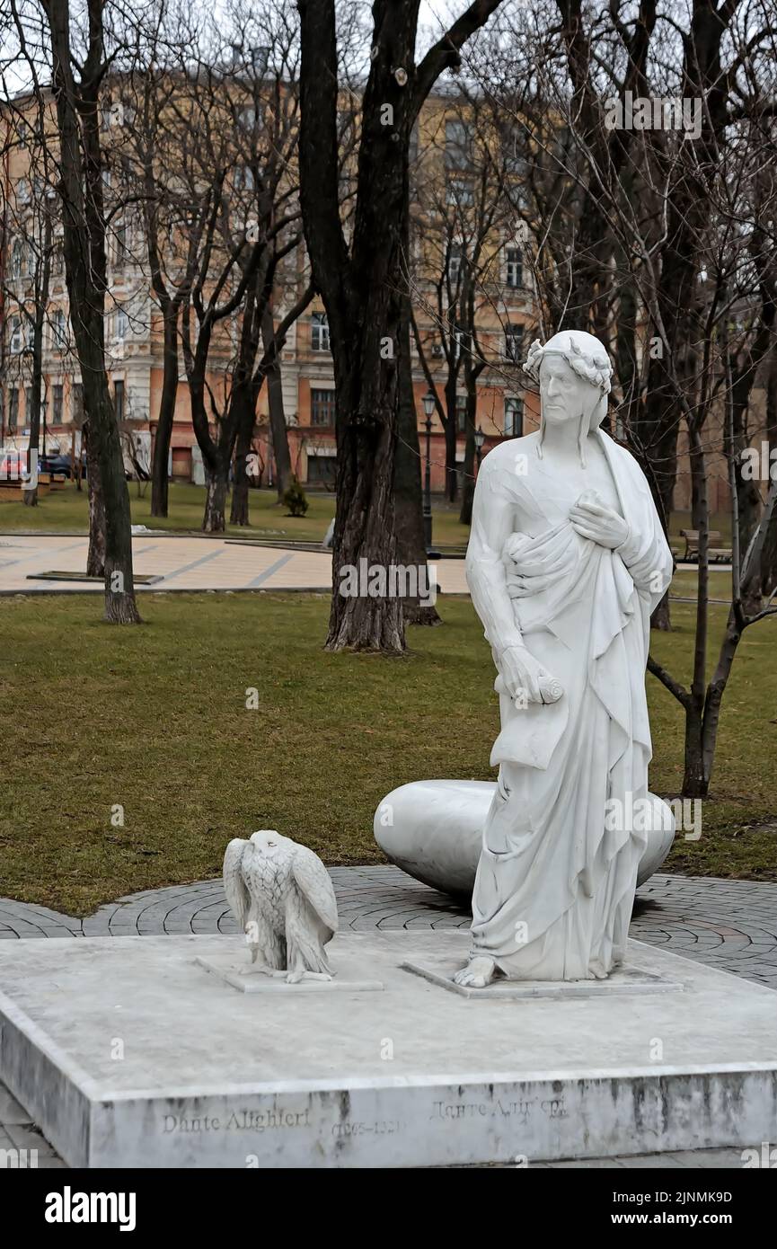 The Dante Alighieri sculpture in Saint Vladimir Hill park in Kyiv