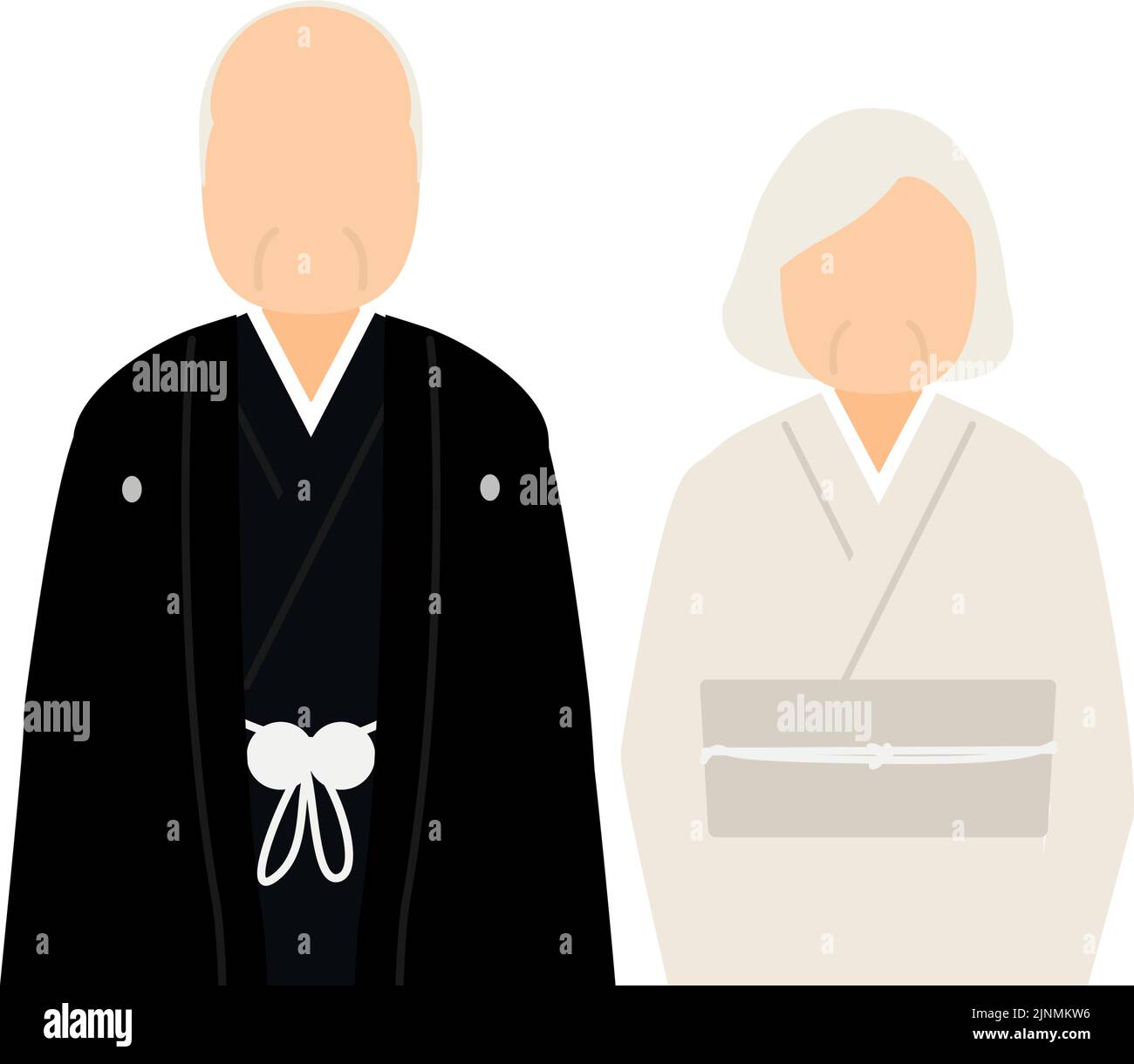 An elderly couple in kimono Stock Vector