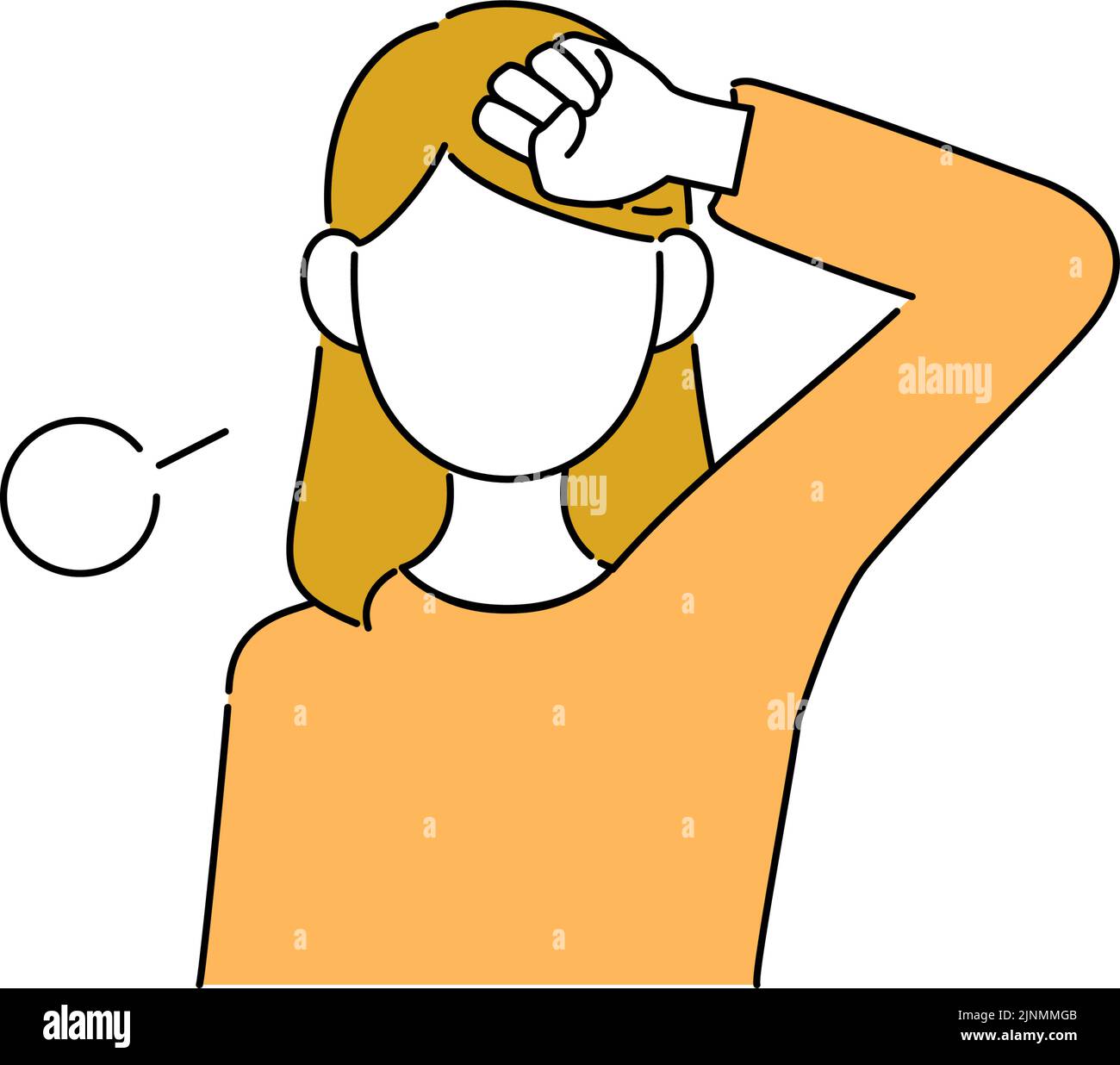 Faceless pose illustration, female student's upper body, tired Stock Vector