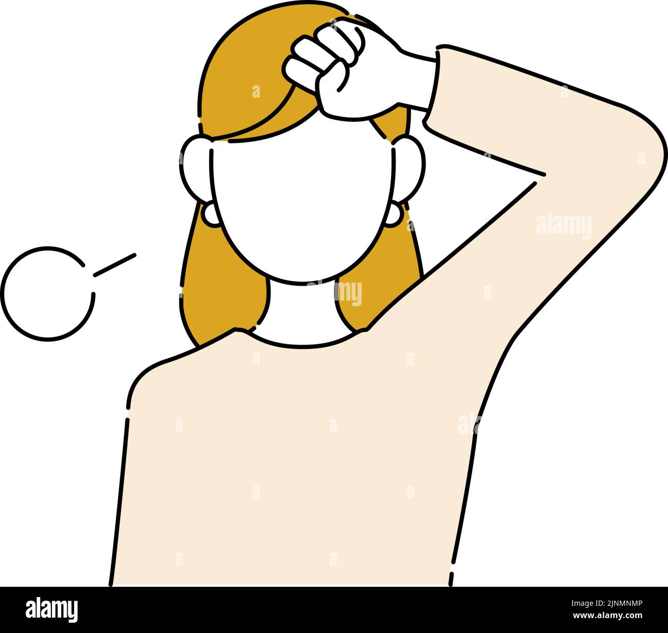 Faceless pose illustration, career woman's upper body, work tired Stock