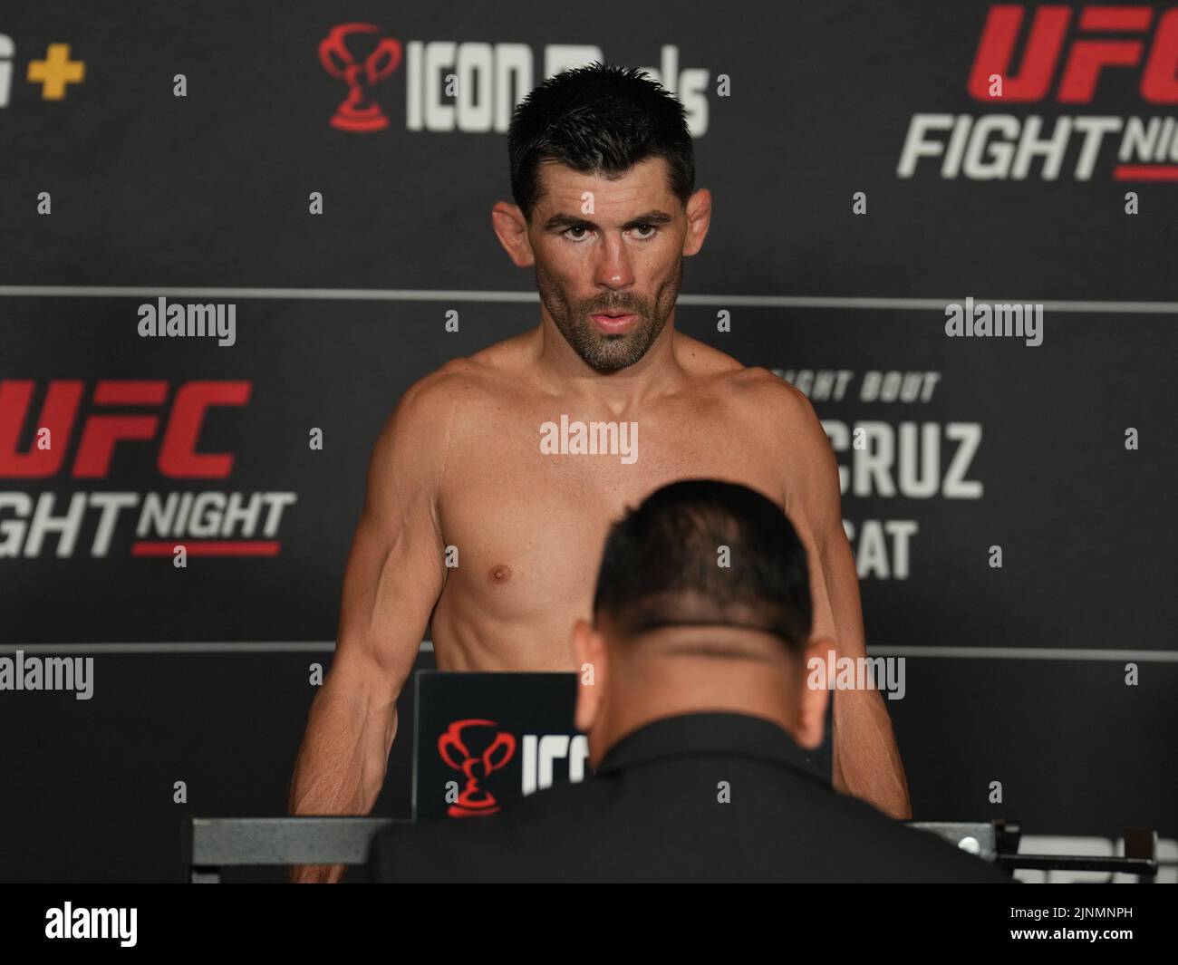 San Diego, USA. 12th Aug, 2022. SAN DIEGO, CA - August 12: Dominick Cruz  steps on the scale for the official weigh-in at the Sheraton San Diego Hotel & Marina for UFC Fight Night - Vera vs Cruz : Official Weigh-in on August 12, 2022 in SAN DIEGO, United States. (Photo by Louis Grasse/PxImages) Credit: Px Images/Alamy Live News Stock Photo