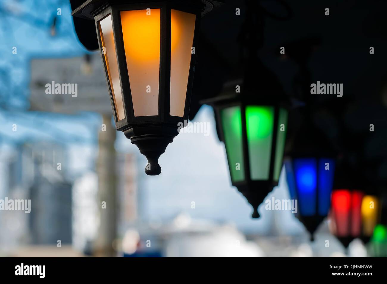 Glass lanterns on house facade hi-res stock photography and images - Alamy