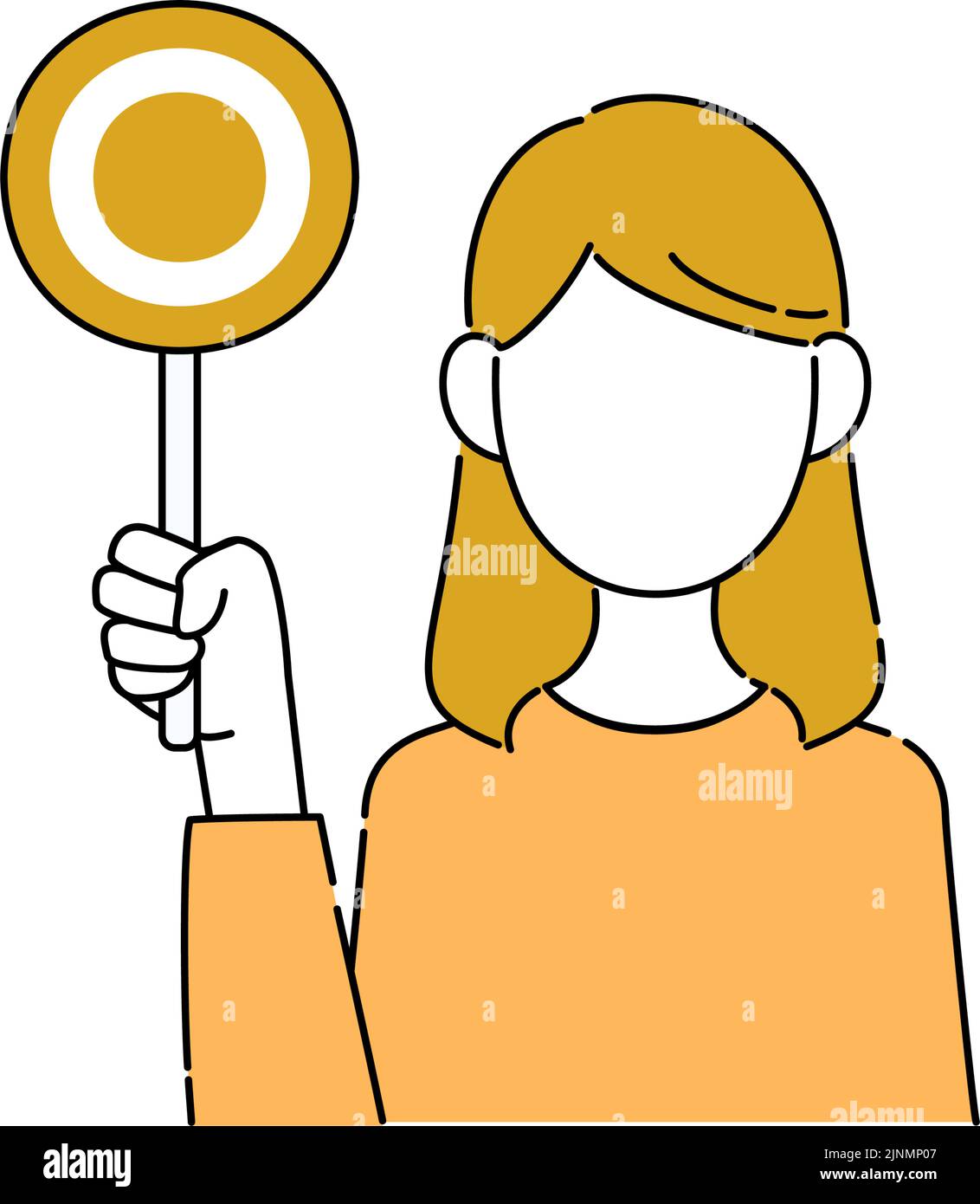 Faceless pose illustration, female student's upper body, showing correct answer Stock Vector