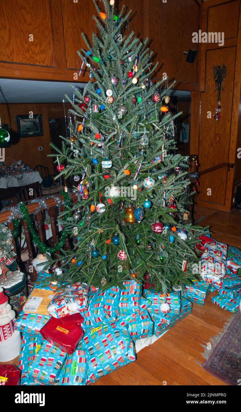 De orated Christmas tree. Stock Photo