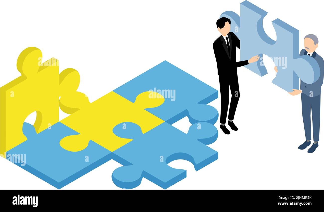 Isometric teamwork puzzle cooperation Stock Vector Images - Alamy