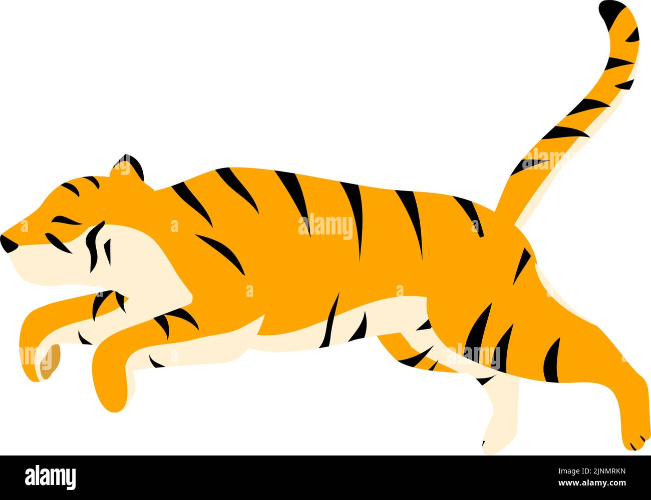 Simple tiger pose illustration, running and flying in the air Stock Vector