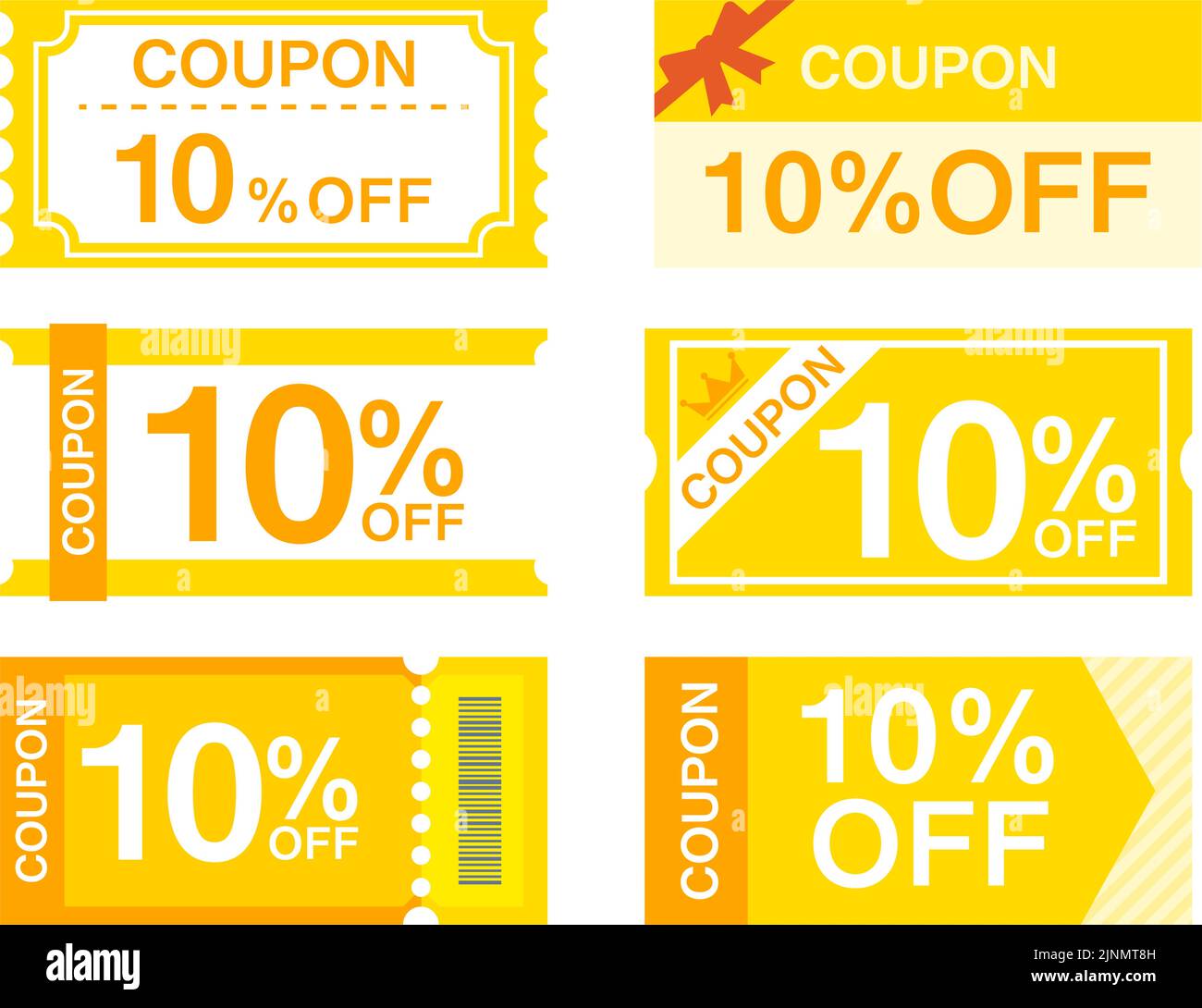 Simple 10 discount coupon that can be used for shopping, 6 types set
