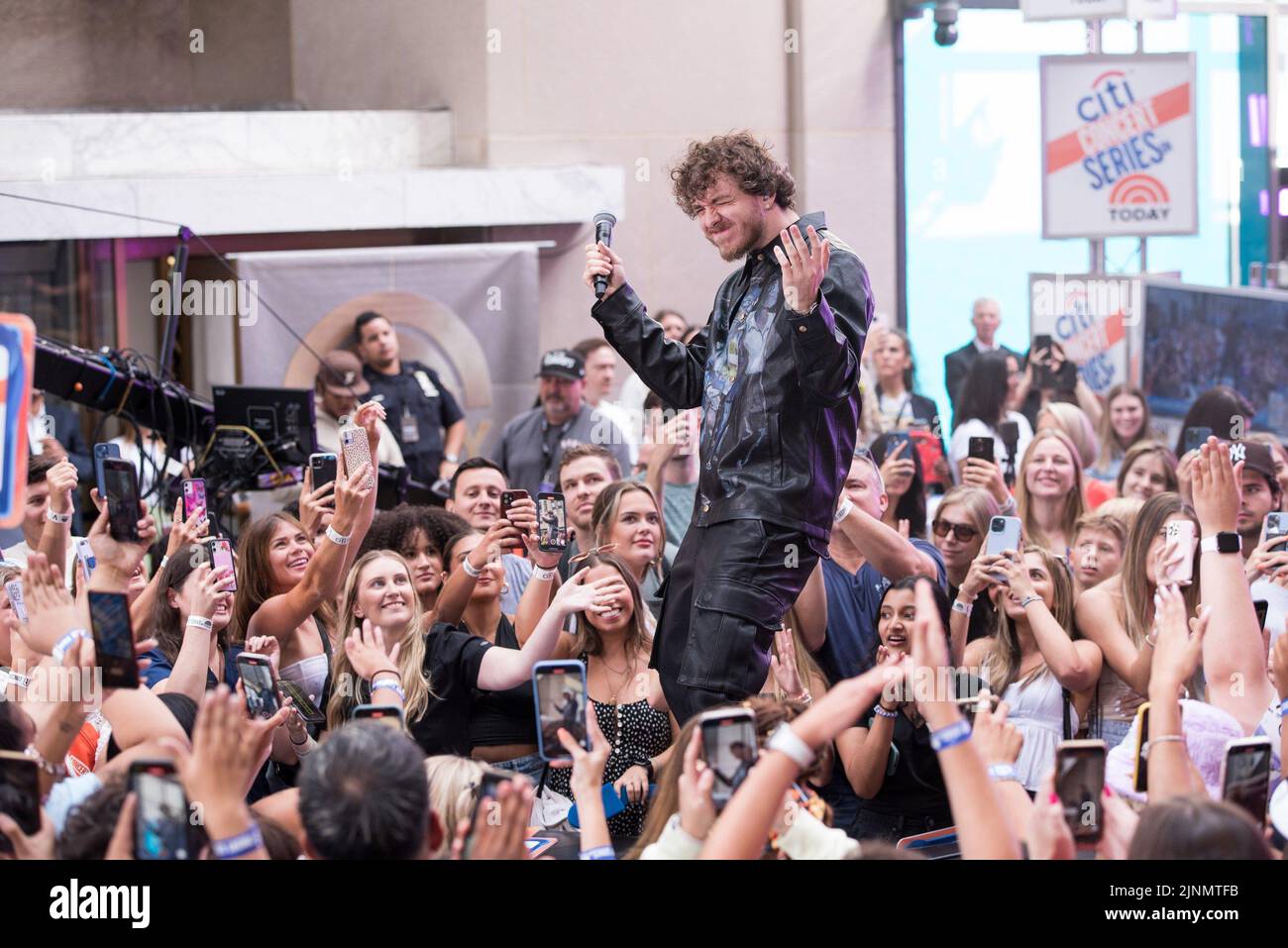New York, NY, USA. 12th Aug, 2022. Jack Harlow on stage for NBC Today Show Concert Series with Jack Harlow, Rockefeller Plaza, New York, NY August 12, 2022. Credit: Simon Lindenblatt/Everett Collection/Alamy Live News Stock Photo