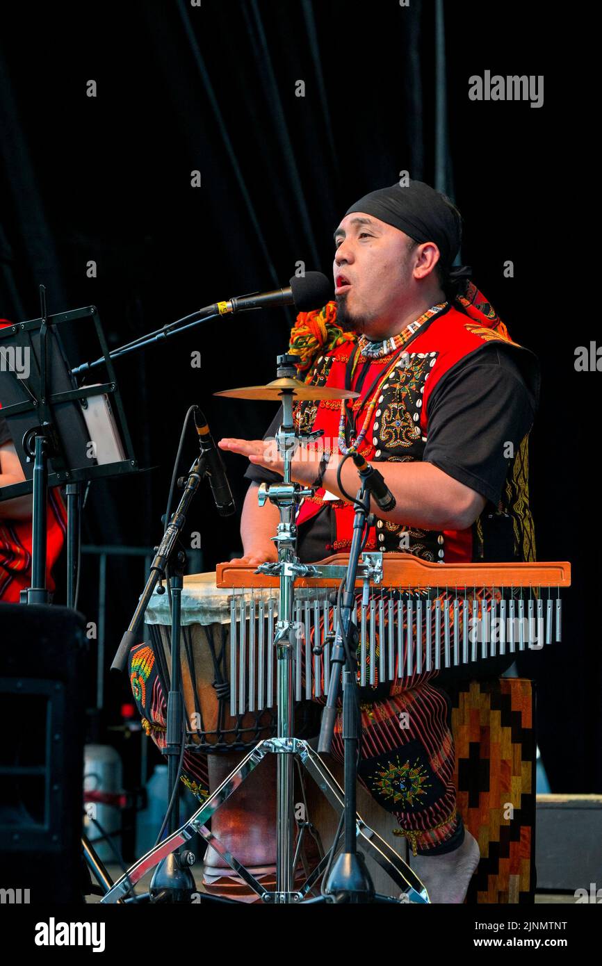 Taiwanese Indigenous musicians Kanatal, Mission Folk Music Festival, Mission, British Columbia, Canada Stock Photo