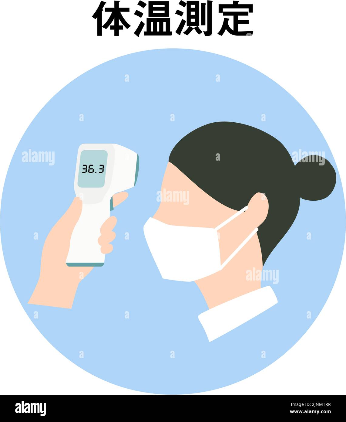 Icon for measuring body temperature with a female noncontact