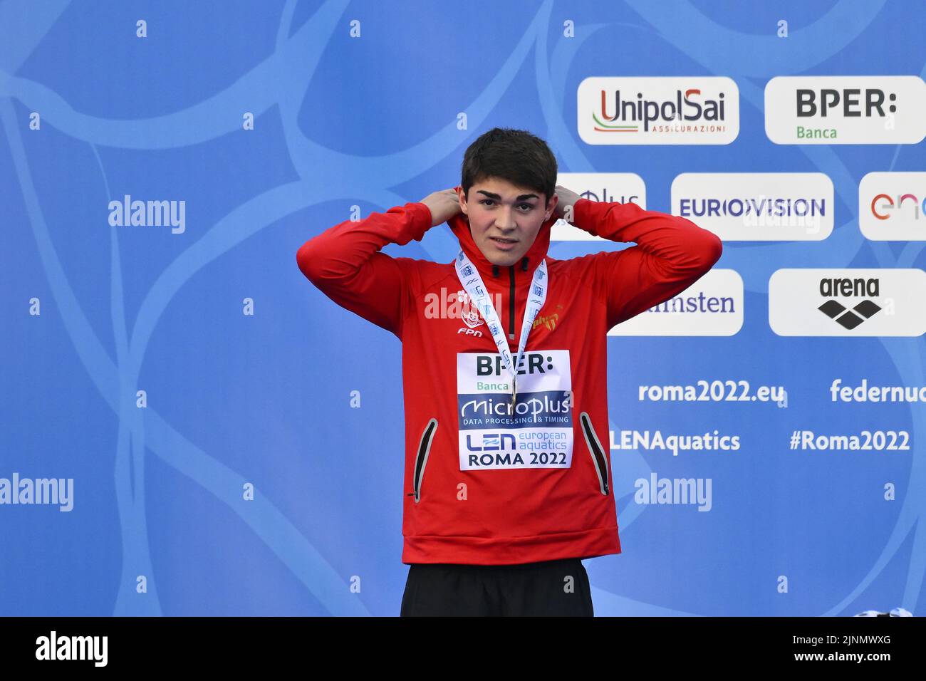 Rome, Italy. 12th Aug, 2022. Diogo Matos Ribeiro (POR) during the LEN  European Swimming Championships finals on 12th August 2022 at the Foro  Italico in Rome, Italy. Credit: Independent Photo Agency/Alamy Live