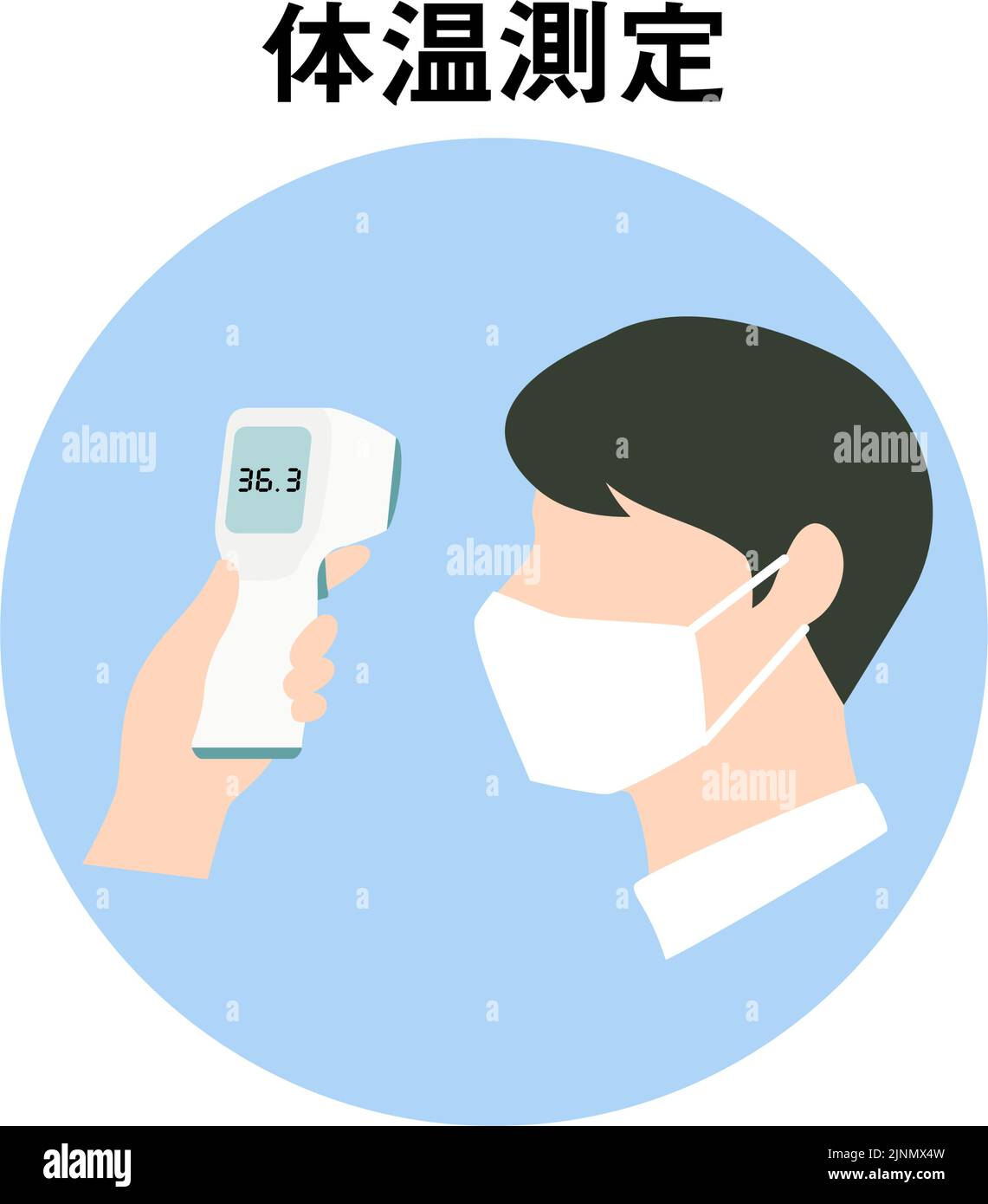 Icon for measuring body temperature with a male non-contact thermometer ...